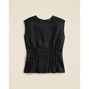 J. Crew Women's Pintuck Shell Top Sleeveless in Ramie Black Size 6 NWT